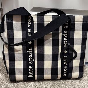 kate spade Black & Cream Gingham Messenger Bag